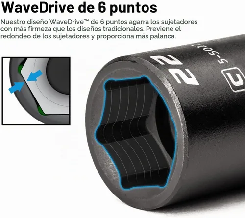 Vista 3 de Capri Tools Dado de impacto poco profundo de 1 pulgada, accionamiento de 1/2 pulgada, 6 puntos, SAE