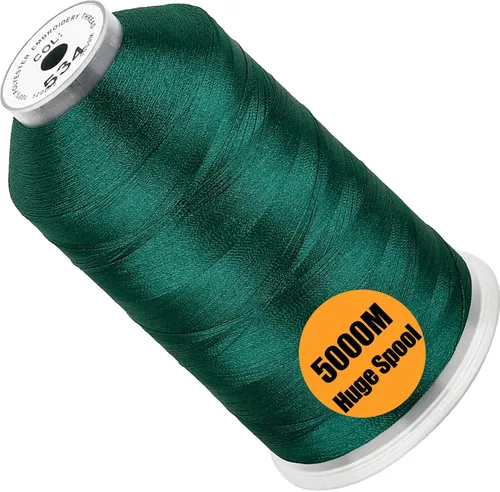 Vista 92 de New brothread - Bobina única de 5000 m de hilo de poliéster para máquina de bordar de 40WT para máquinas comerciales y domésticas - Verde opalino