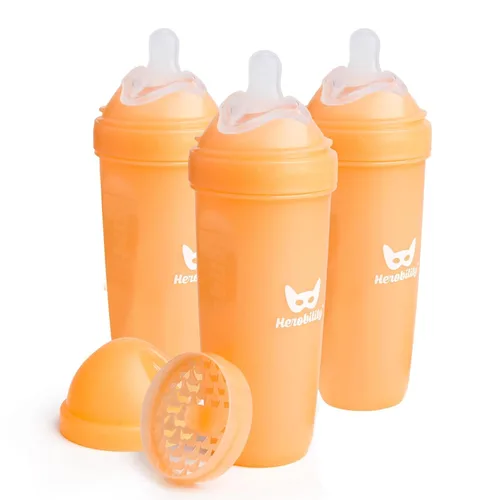 Vista 12 de Herobility Botellas Anti-Cólico Dobles para Bebé – 5 fl oz/140ml – Paquete de 4 – Multicolor – Blanco, Gris, Rosa, Rosa de Hawthorn