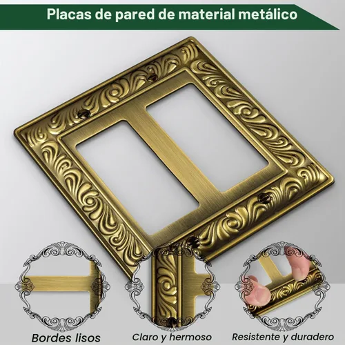 Vista 3 de Cubiertas Decorativas de Interruptor de Luz de Latón Antiguo Placas de Pared Placas de Interruptor Basculante Cubiertas de Enchufes