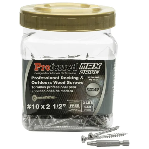 Vista 13 de Proferred Tornillos de madera profesionales para terrazas y exteriores, revestimiento SKT® de bronce - Spray de sal de 1500 horas, #8 X 2, 6 lóbulos