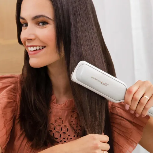 Vista 4 de Remington Shine Therapy - Alisadora de cabello de 2 pulgadas, plancha alisadora infundida con aceite de argán y queratina, plancha alisadora