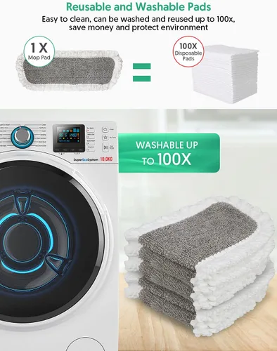 Vista 3 de Almohadillas reutilizables para mopa compatibles con Swiffer PowerMop, almohadillas de repuesto de microfibra de repuesto para trapeador