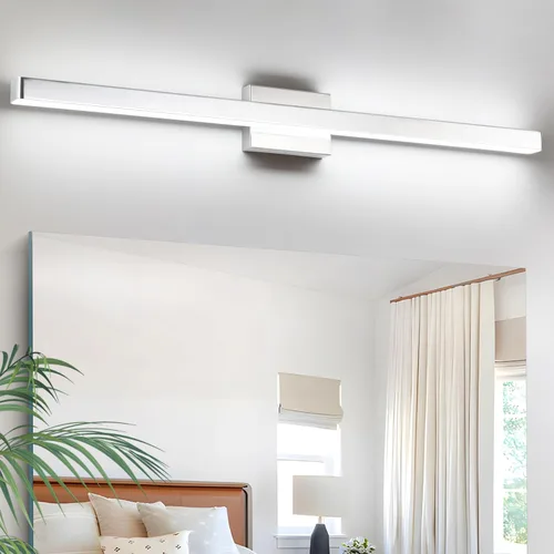 Vista 14 de Barra de luz LED moderna para tocador de baño (16 pulgadas, blanco frío 6000 K), accesorios de iluminación de pared de baño de acrílico moderno