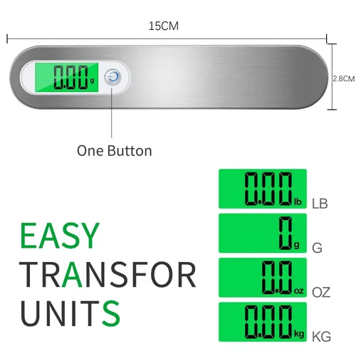 Vista 2 de Báscula de viaje digital recargable con correa para equipaje y maleta, peso máximo de hasta 110 libras110.2 lbs y diseño de pantalla LCD, puerto USB