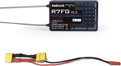 Vista 8 de Radiolink R7FG 7-Channel Water-Splash Proof RC Gyro Receiver for RC Crawler Telemetría de voltaje 2.4G RX para RC Crawler Drifting Car, barco