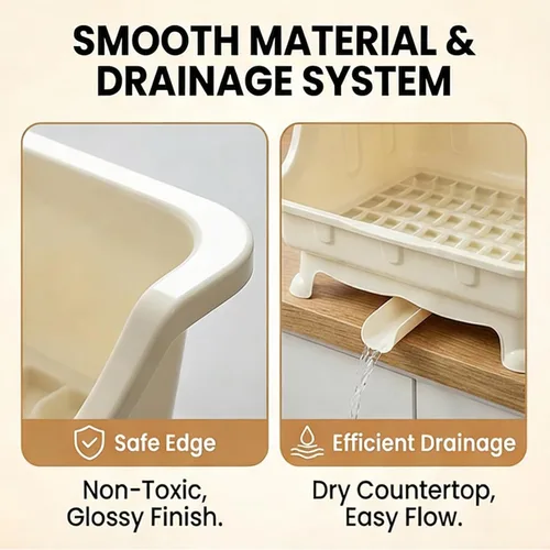 Vista 4 de Pilipane Escurridor de platos, soporte para secadora de botellas con tapa de cubierta y escurridor extraíble, soporte para utensilios y tazas