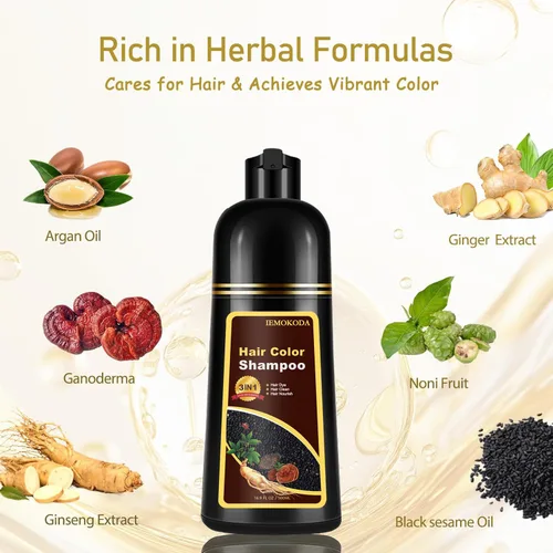 Vista 5 de Champú de Tinte de Café para el Cabello, Champú para el Color del Cabello, Tinte de Cabello Marrón de Larga Duración, Champú Para Pintar el Cabello