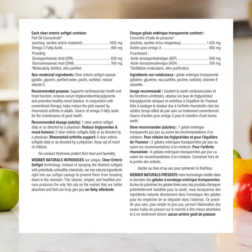 Vista 4 de Webber Naturals Omega-3 de triple fuerza, tamaño de valor, 900 mg de bonificación, 120
