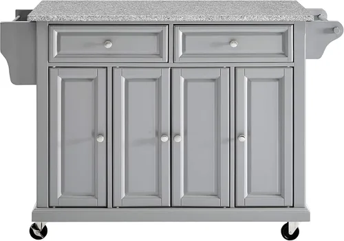 Vista 33 de Crosley Furniture isla de cocina con ruedas, Madera, Blanco