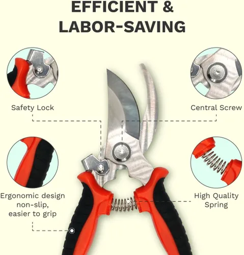 Vista 3 de 3 Pack Garden Pruning Shears Stainless Steel Blades Handheld Pruners Set Garden Clippers Pruners Garden Snips Clippers with Gardening Glove by
