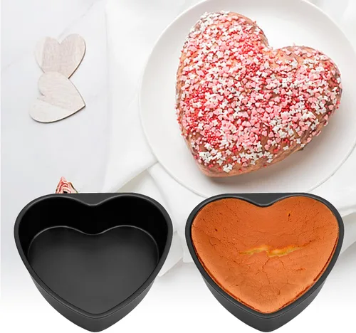 Vista 6 de Saihisday Molde de aluminio con forma de corazón de 6 pulgadas, molde para hornear de aluminio, para cocina, bodas, fiestas, ocasiones familiares