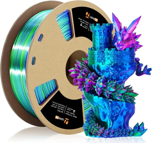 Vista 15 de LOVOON Filamento de ácido poliláctico (PLA) para impresión 3D multicolor, filamento PLA de 0.069 pulgadas, cambio de color doble por ángulo