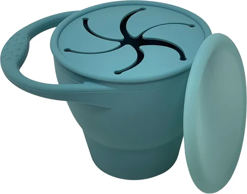 BraveJusticeKidsCo - Snack Attack Cup - Contenedor de bocadillos de silicona plegable, recipiente para snacks para bebés y niños pequeños Citadel