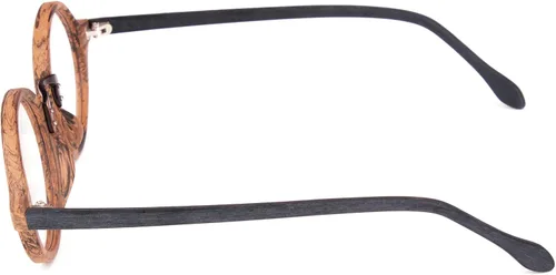 Vista 4 de Agstum Gafas redondas de estilo retro hechas a mano marco de madera lente transparente