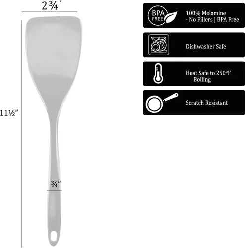 Vista 4 de Reston Lloyd - Espátula para sartenes antiadherentes, resistente al calor, aleta, sin BPA, utensilio de melamina con mango ergonómico de 11 Negro