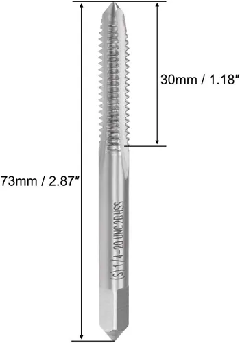 Vista 2 de uxcell Macho de la máquina 1/4-20 UNC rosca 2B clase 3 flautas de alta velocidad tornillo de acero roscado herramienta de roscar 2 unids
