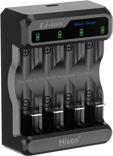 Vista 11 de Hixon Baterías AA recargables de 1.5 V, 8 baterías de litio recargables AA de 3500 mWh con cargador de batería de voz 2H, salida de voltaje