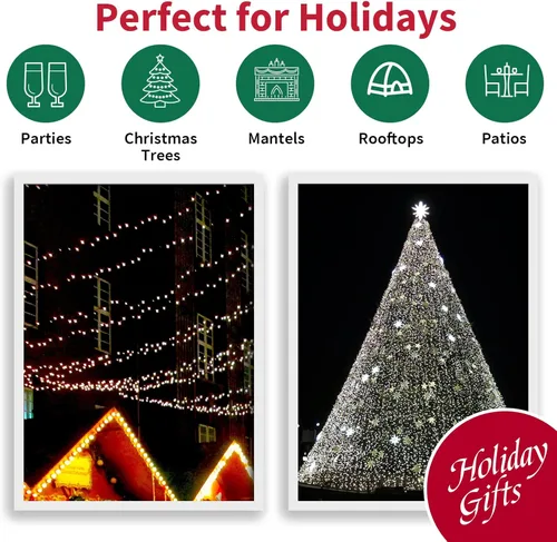 Vista 7 de LAMPHOME 100 miniluces LED blanco frío luces de Navidad mini luces LED de 216 pies mini luces LED para interiores y exteriores hogar fiestas bodas