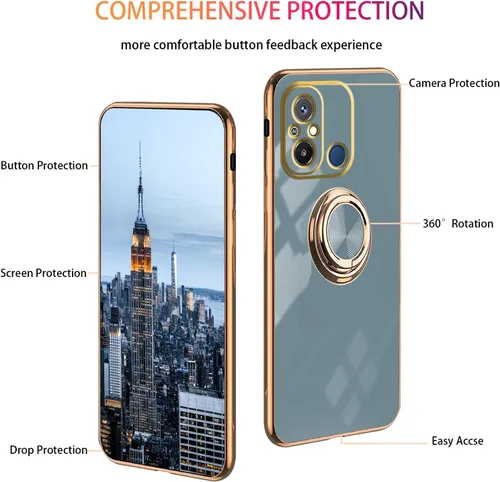 Vista 4 de Compatible con Redmi 12C Case Ring Holder Magnet Green, para Xiaomi Redmi 12C Funda de teléfono Funda de silicona a prueba de golpes Cubierta