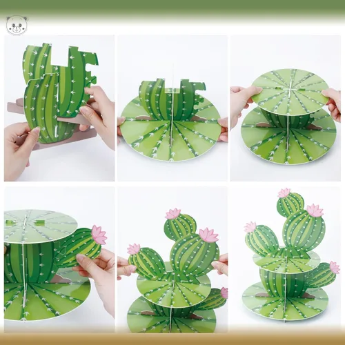 Vista 4 de 2 soportes para cupcakes de cactus, forma de cactus verde, decoración de fiesta mexicana para Cielito Lindo Three Esta cumpleaños, suministros