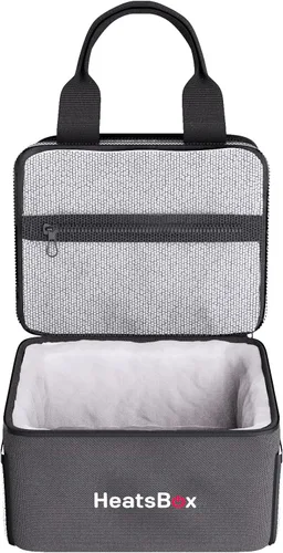 Vista 2 de HeatsBox Bolsa aislante para alimentos – Mantén tus comidas frías y listas para calentar – Negro, 2 compartimentos – Bolsa de transporte