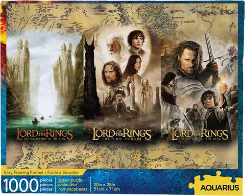 AQUARIUS Lord of the Rings - Rompecabezas de 1000 piezas para adultos, tríptico de película LOTR Merchandise de 20 x 28 pulgadas, regalo