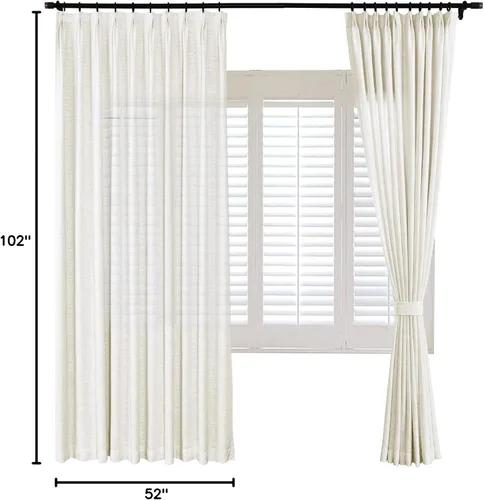 Vista 9 de Frelement Cortinas plisadas de lino sin forro para sala de estar y dormitorio, cortinas con bloqueo de luz para puerta corrediza de patio, 1 panel