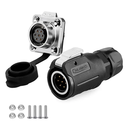 Vista 8 de CNLINKO Conector de enchufe macho y hembra de 2 pines industrial impermeable de alimentación, conector circular de cable M16 10A, conector ciego
