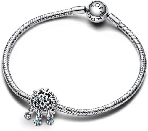 Vista 3 de PANDORA Colgante de gota de copo de nieve helado, cristal