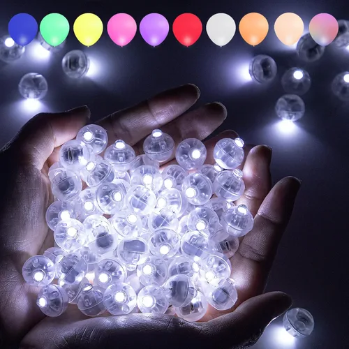 Vista 15 de Aogist 50 PIEZAS Luz Colgante LED Blanca Cálida para Globos, Mini Lámpara de Bola Redonda Pequeña para Linternas de Papel, Globos de Vidrio