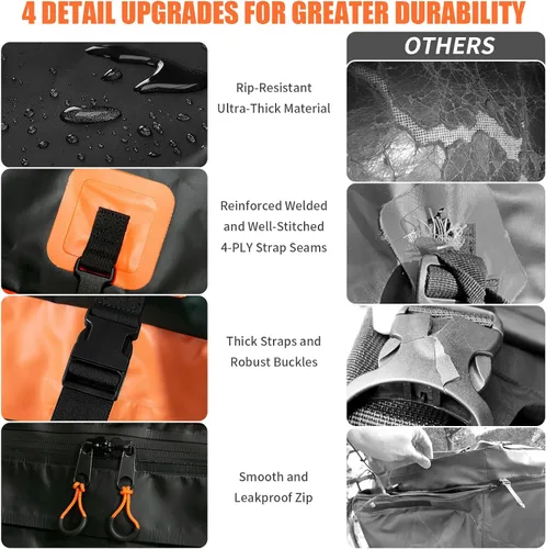 Vista 7 de Bolsa de carga para techo de automóvil de 21 pies cúbicos, 100% impermeable, resistente 840D, bolsa de carga para todo vehículo con/sin estantes