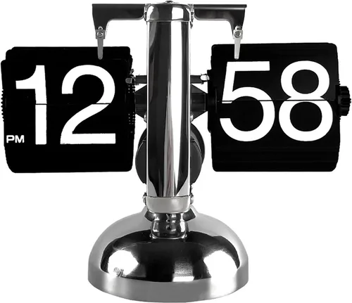 Flip Desk Clock, Retro Digital Auto Flip Down Clock, Vintage Minimalist Design, Quartz Movement, for Home Living Room Office (Black)