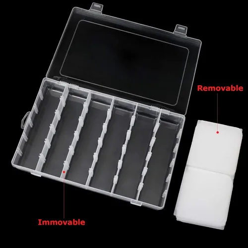 Vista 8 de Paquete de 5 cajas organizadoras de plástico, 18 rejillas grandes, contenedor de almacenamiento de joyas, caja organizadora transparente