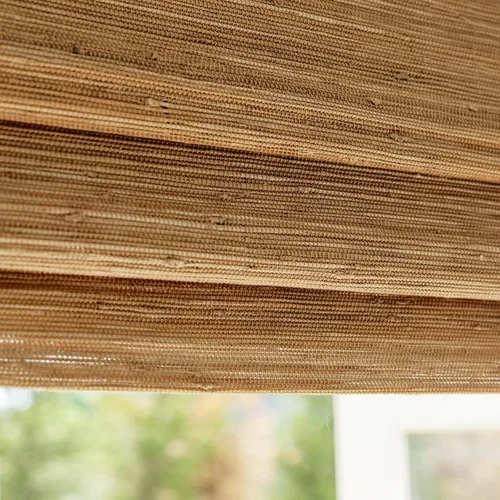 DEJAVU Persianas romanas de bambú inalámbricas, opacas con filtro de luz para ventanas de interior, persianas tejidas naturales con cenefa para