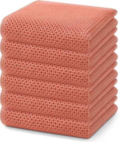 Vista 149 de Homaxy Paños de cocina de 100% algodón con tejido de gofre, ultra suaves, absorbentes, de secado rápido, 12 x 12 pulgadas, paquete de 6, amarillo