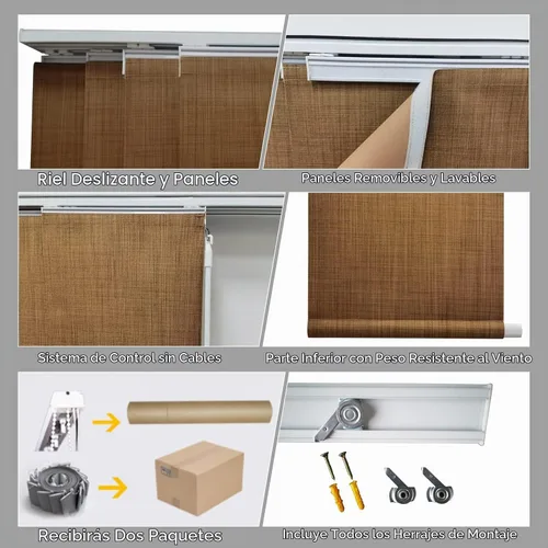 Vista 5 de LETAU - Persianas sin cordones con riel, paneles deslizantes, 100% opacas, hechas a medida, persianas verticales para puertas corredizas, ventanas