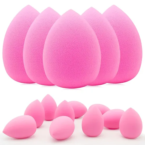 Vista 8 de 12 piezas de set de esponjas de maquillaje profesional, esponjas suaves y sin látex para aplicar maquillaje en la cara, esponjas cosméticas