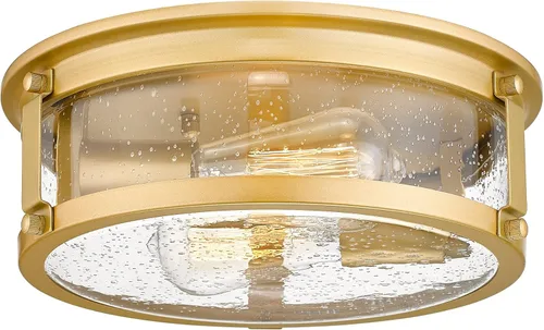 Vista 12 de Lámpara de techo negra de montaje empotrado, lámpara de techo de jaula de metal de 2 luces, lámpara industrial de montaje empotrado con pantalla