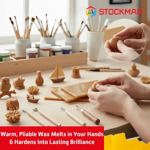 Vista 4 de STOCKMAR Paquete de cera de abejas modelado - 3 piezas de color natural - cera Waldorf