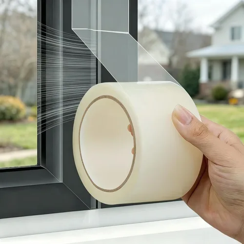 Dstorelhp Cinta Transparente de Sellado Meteorológico para Ventanas, 2 Pulgadas x 65.6 Pies Cinta Transparente de Burletes para Ventanas que Detiene