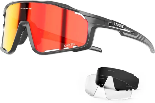 KAPVOE Gafas de Ciclismo Polarizadas para Hombres y Mujeres MTB Bicicleta Montaña TR90 Gafas Deportivas para Correr Bicicleta K76