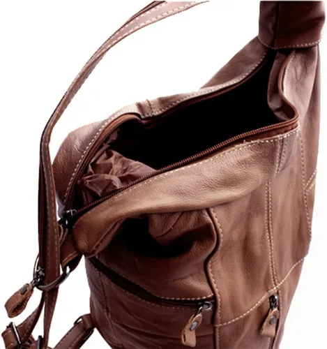 Vista 5 de Silver Fever - Mochila organizadora de cuero genuino, Marrón, Classic