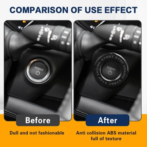 Vista 6 de Zufoty Cubierta para botón de arranque, cubierta del botón de arranque del automóvil, cubierta del interruptor de llave de encendido del automóvil
