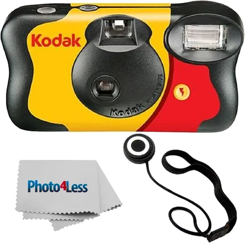 Kodak Fun Saver - Cámara de un solo uso, rollo de 27 exp. + correa de mano + tela