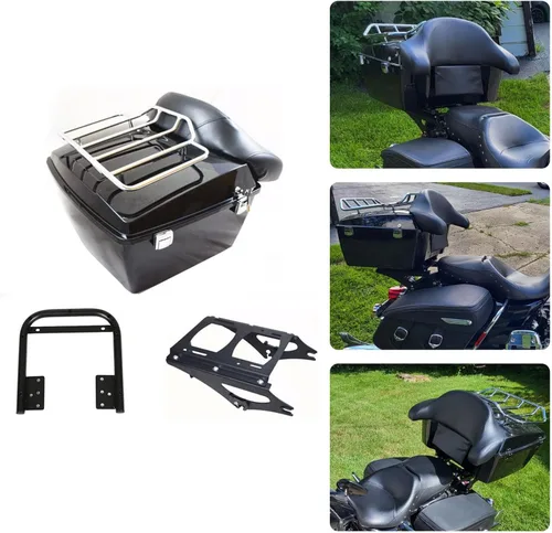 Vista 20 de ECOTRIC King Tour Pack Baúl de Equipaje con Parrilla Superior y Respaldo Compatible con Harley Touring Road King Electra Glide Road Glide Street