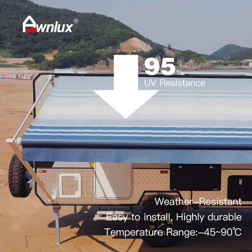 Vista 2 de Awnlux Toldo de repuesto de tela de vinilo impermeable para toldos, camping, tela de ajuste universal, protección solar, protección UV, toldo