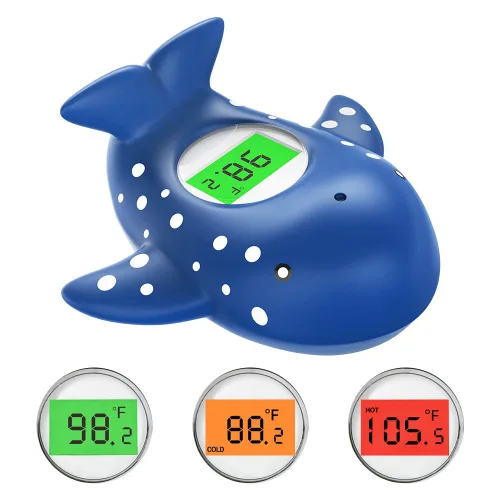 Vista 10 de Termómetro de baño para bebé, termómetro digital de agua para bebés de seguridad con retroiluminación de 3 colores y advertencia de temperatura
