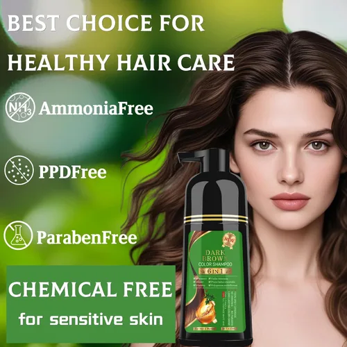 Vista 3 de Champú de tinte para cabello negro 6-en-1 unisex de fórmula natural a base de hierbas, champú de color para cabello para mujeres y hombres