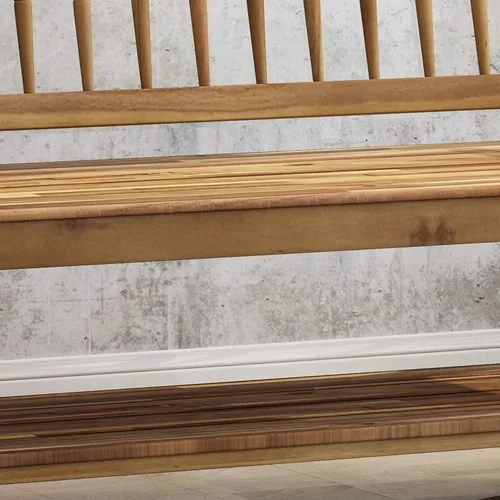 Vista 6 de Christopher Knight Home Eddie - Banco de madera de acacia para interiores con estante, acabado de teca y negro